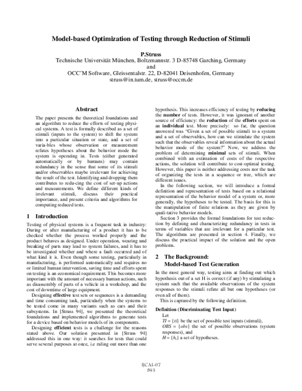 (PDF) Model-Based Optimization of Testing through Reduction of Stimuli