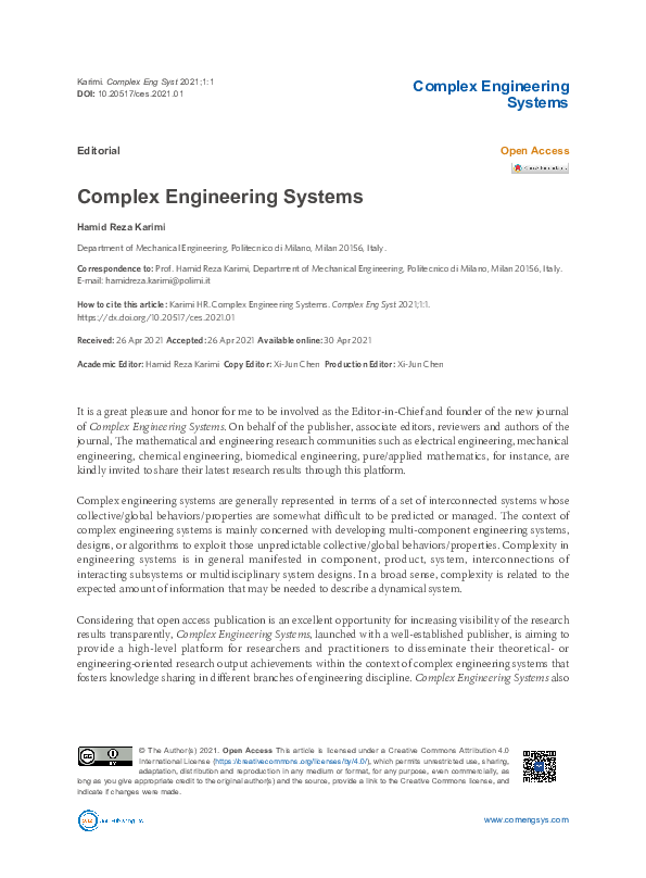 (PDF) Complex Engineering Systems