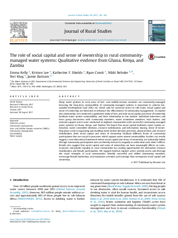 (PDF) The role of social capital and sense of ownership in rural ...