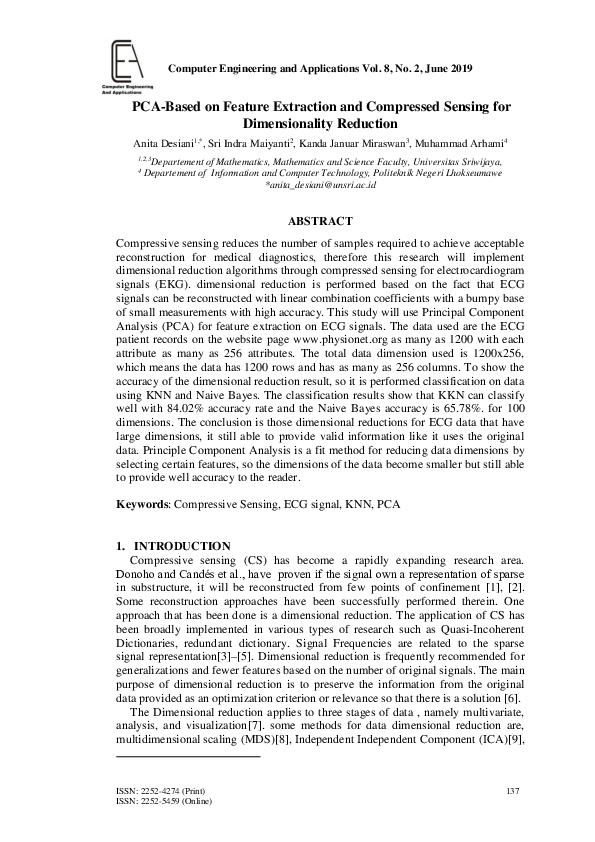 (PDF) PCA-Based on Feature Extraction and Compressed Sensing for ...