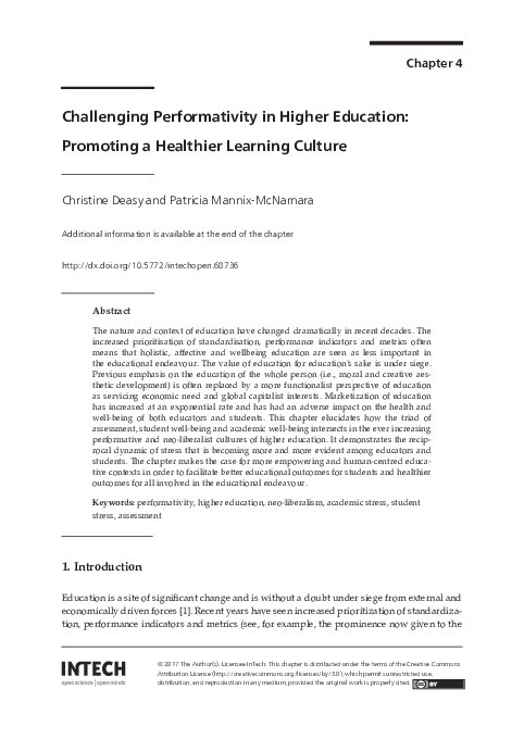 (PDF) Challenging Performativity in Higher Education: Promoting a ...