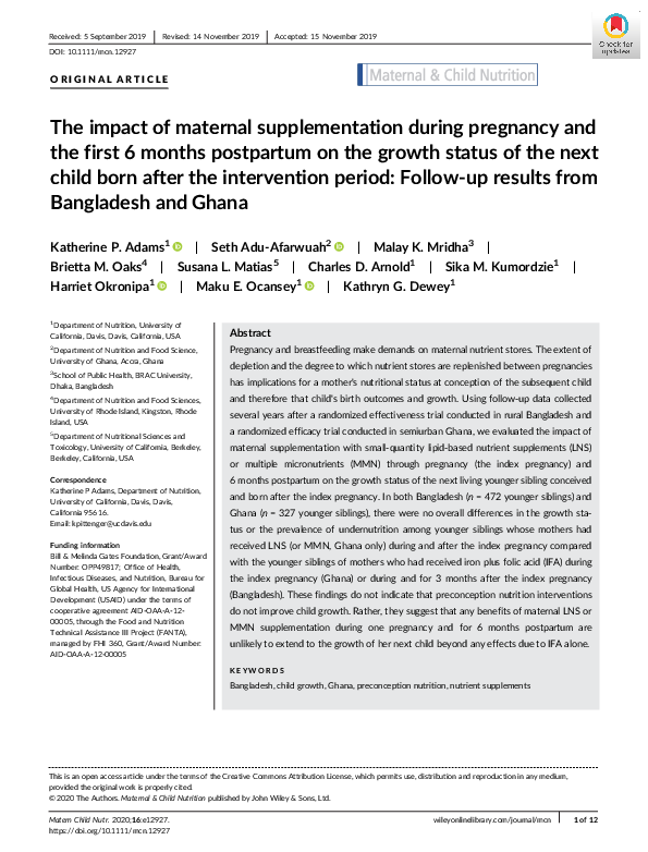 (PDF) The impact of maternal supplementation during pregnancy and the ...