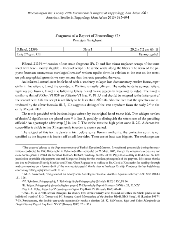 (PDF) Fragment of a Report of Proceedings