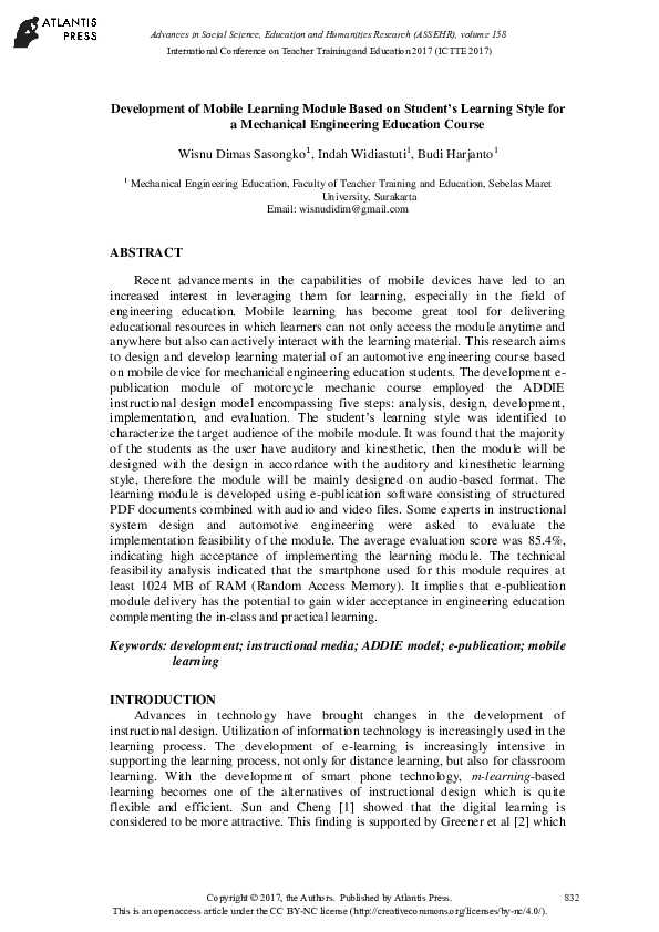 (PDF) Development of Mobile Learning Module Based on Student's Learning ...