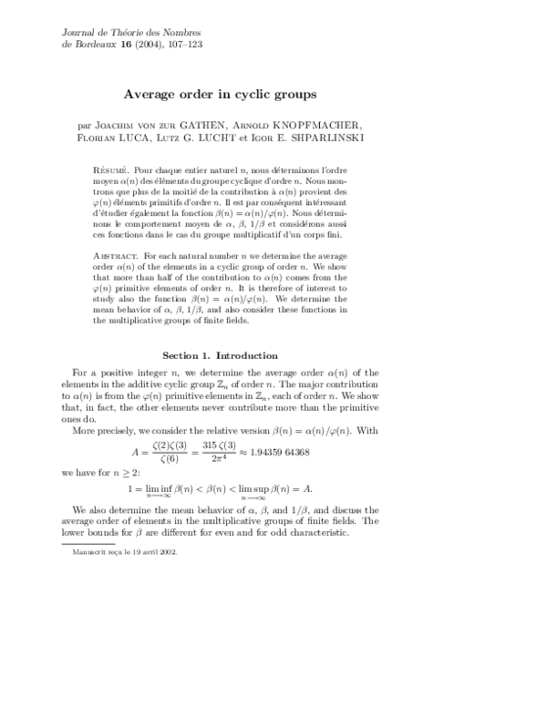 (PDF) Average order in cyclic groups par | Arnold Knopfmacher ...