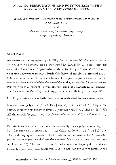 (PDF) Counting permutations and polynomials with a restricted ...