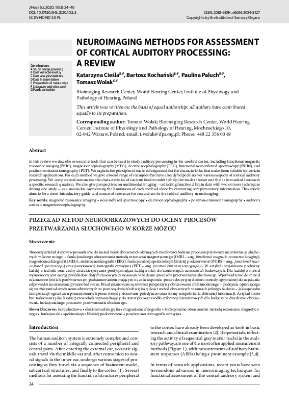 (PDF) Neuroimaging Methods for Assessment of Cortical Auditory ...