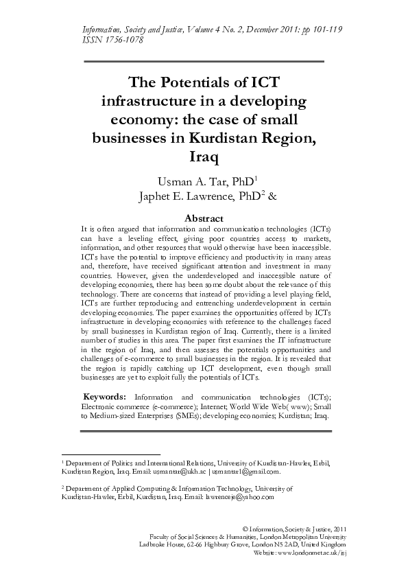 (PDF) The potentials of ICT infrastructure in a developing economy ...
