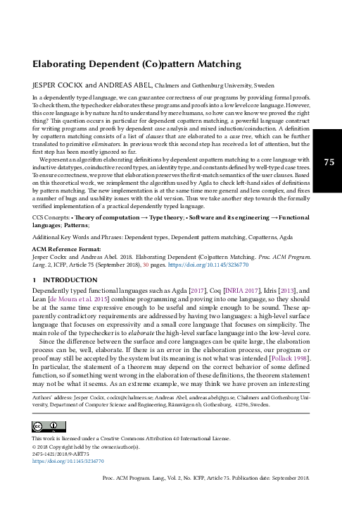 Pdf Elaborating Dependent Co Pattern Matching Andreas Abel