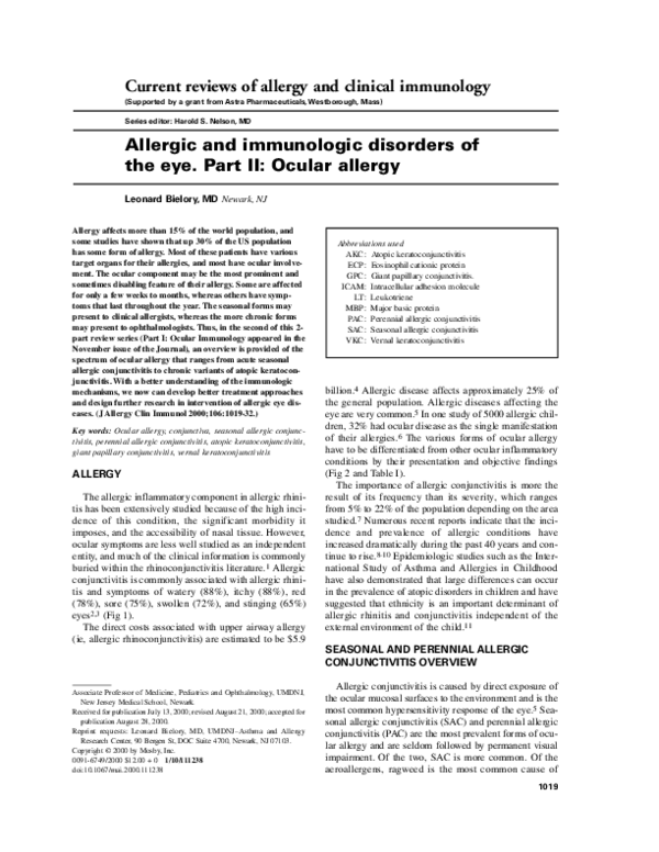 (PDF) Allergic and immunologic disorders of the eye. Part II: Ocular ...