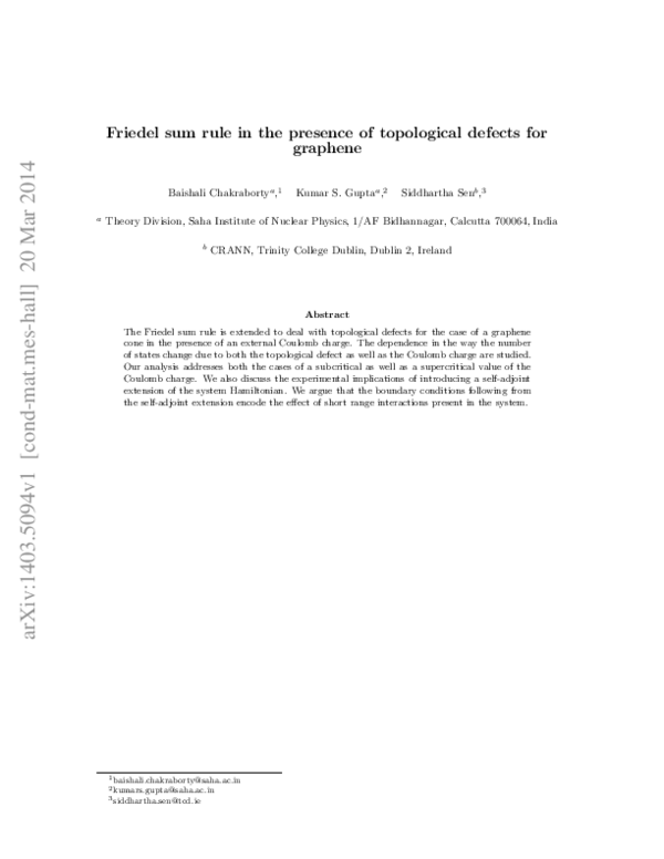 (PDF) Friedel sum rule in the presence of topological defects for ...