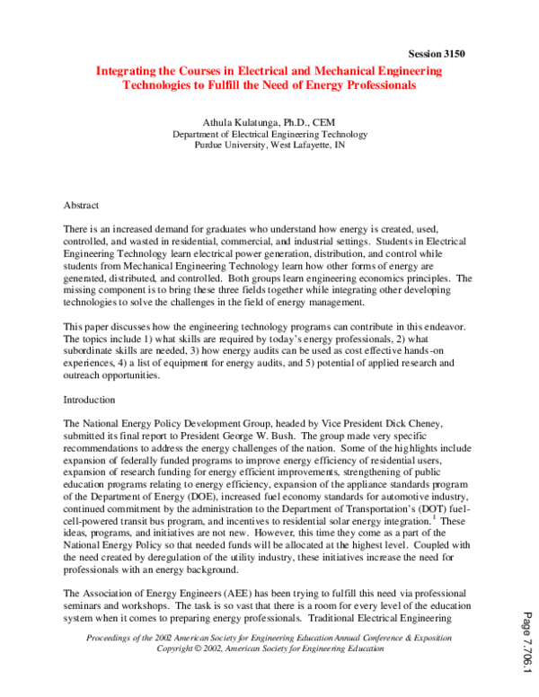 (PDF) Integrating The Courses In Electrical And Mechanical Engineering ...
