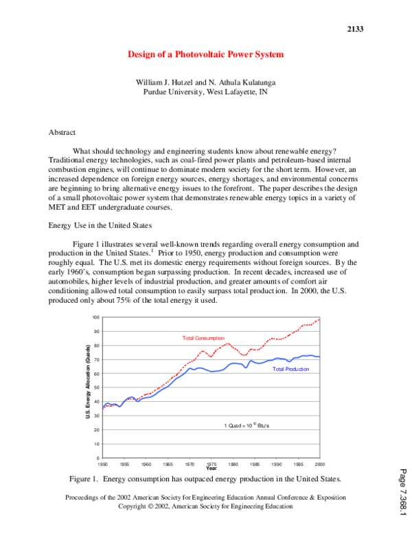 (PDF) Design Of A Photovoltaic Power System