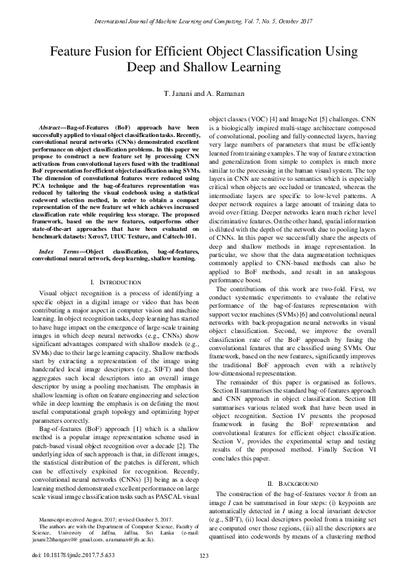 (PDF) Feature Fusion for Efficient Object Classification Using Deep and ...