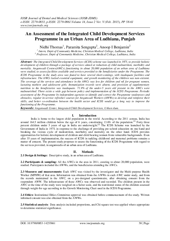(PDF) An Assessment of the Integrated Child Development Services ...