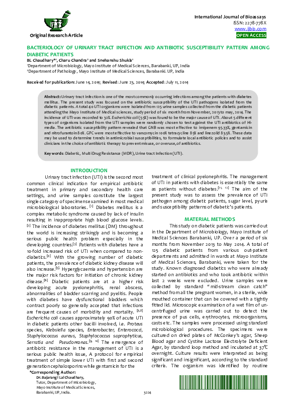 (PDF) Bacteriology of urinary tract infection and antibiotic ...