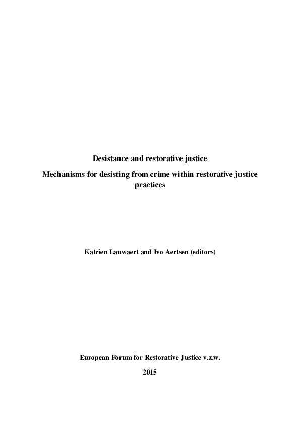 (PDF) Desistance and restorative justice Mechanisms for desisting from ...