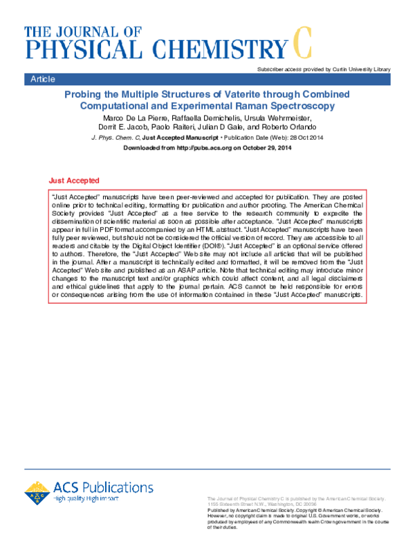 (PDF) Probing the Multiple Structures of Vaterite through Combined ...