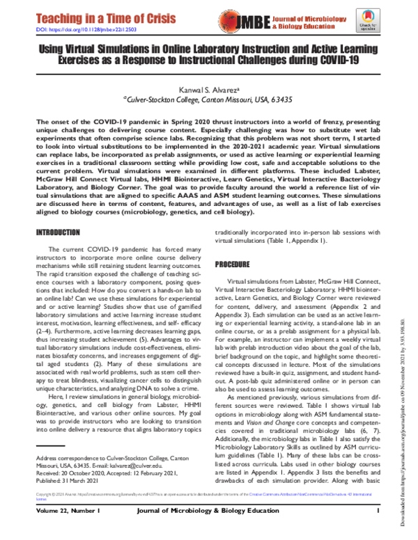 (PDF) Using Virtual Simulations in Online Laboratory Instruction and ...