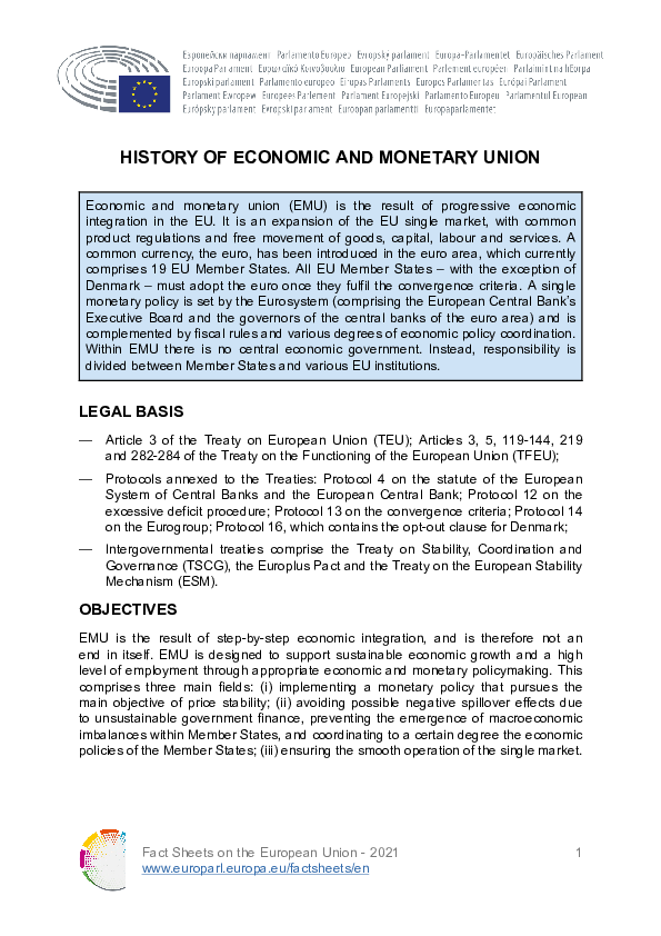 (PDF) A history of Economic and Monetary Union