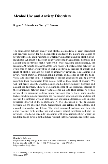 (PDF) Alcohol Use and Anxiety Disorders