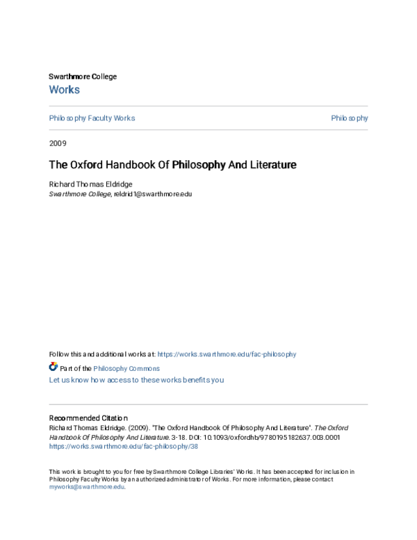 (PDF) The Oxford handbook of philosophy and literature