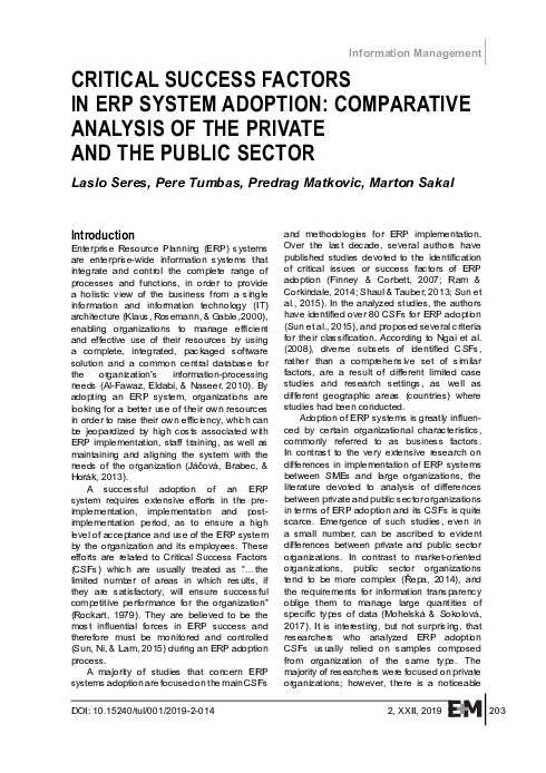 (PDF) Critical Success Factors in ERP System Adoption: Comparative ...