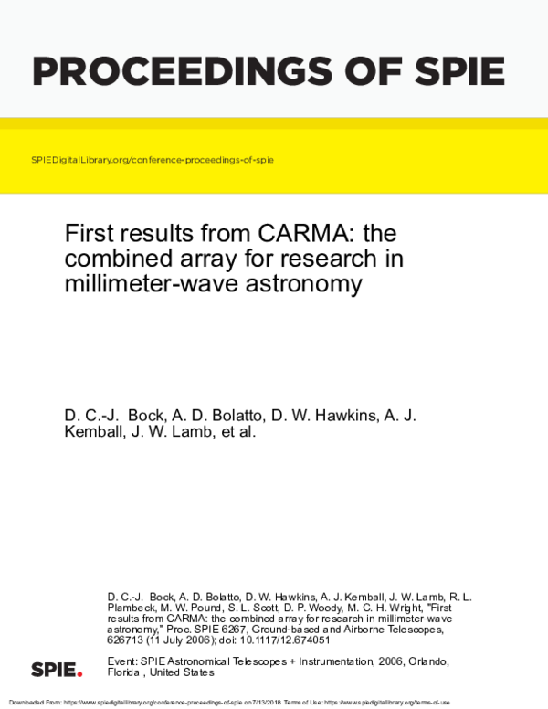 (PDF) First results from CARMA: the combined array for research in ...