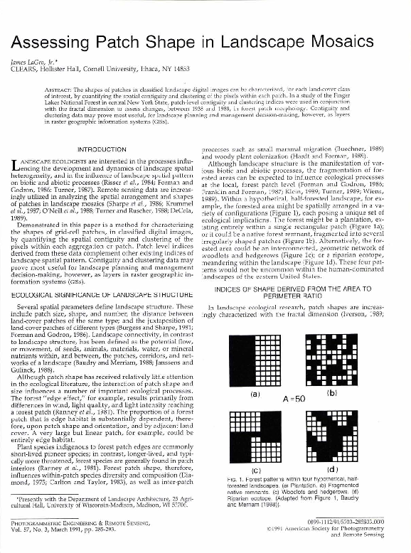(PDF) Assessing patch shape in landscape mosaics