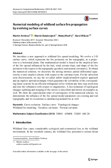 (PDF) Numerical modeling of wildland surface fire propagation by ...