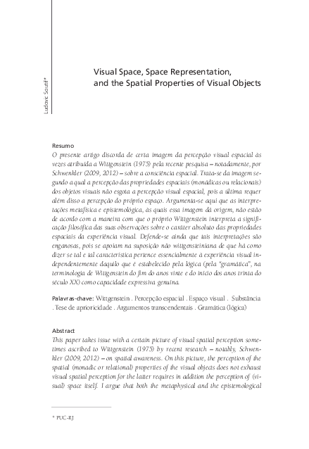 (PDF) Visual Space, Space Representation, and the Spatial Properties of ...