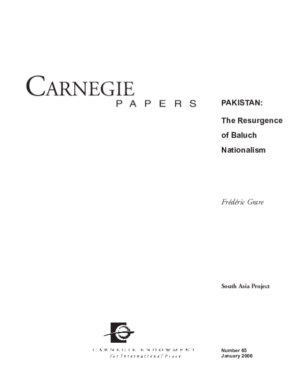 Pakistan: The Resurgence of Baluch Nationalism