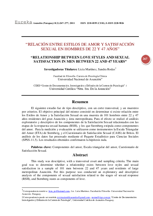(PDF) Relationship between love styles and sexual satisfaction in men ...
