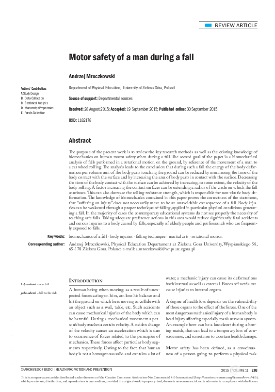 (PDF) Motor safety of a man during a fall