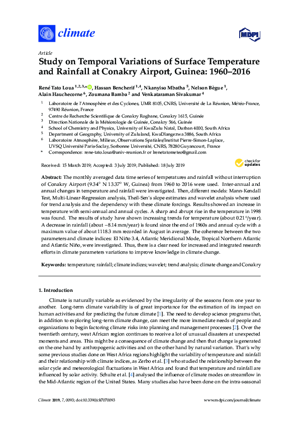 (PDF) Study on Temporal Variations of Surface Temperature and Rainfall