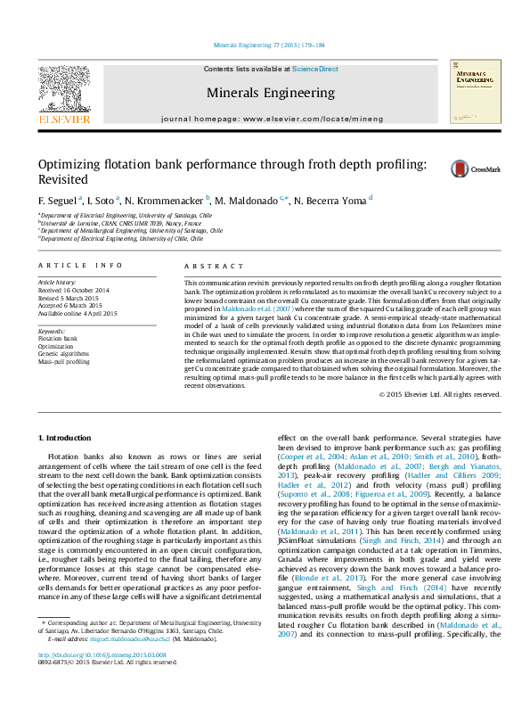 (PDF) Optimizing flotation bank performance through froth depth ...