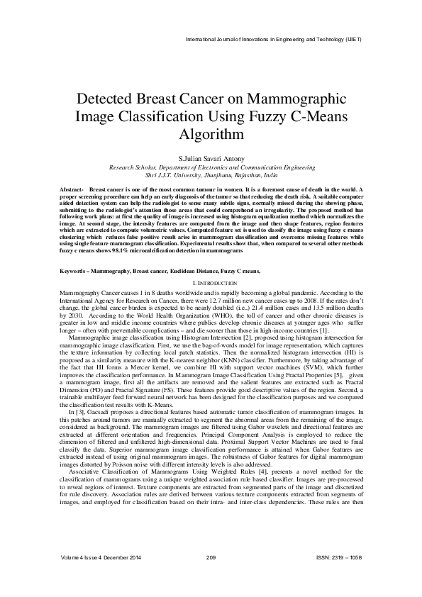 (PDF) Detected Breast Cancer on Mammographic Image Classification Using ...