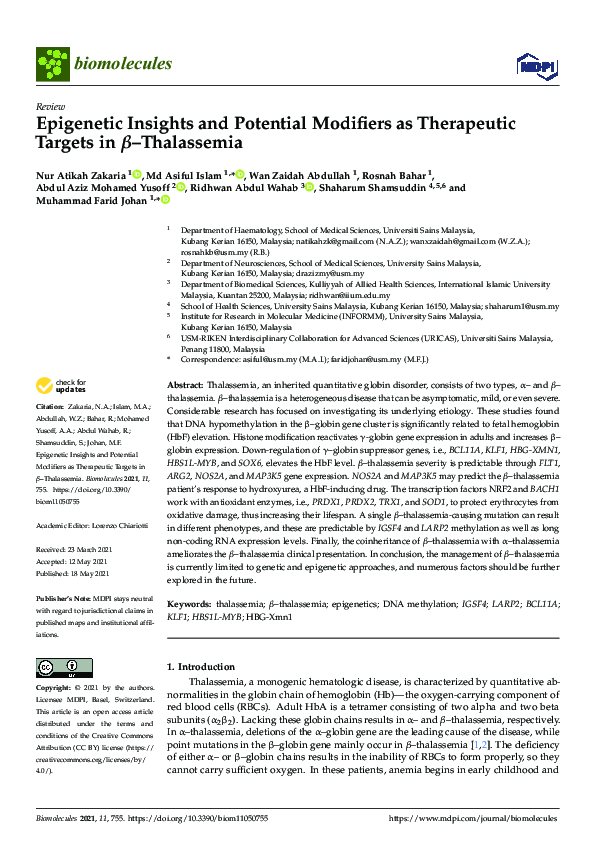 (PDF) Epigenetic Insights and Potential Modifiers as Therapeutic ...