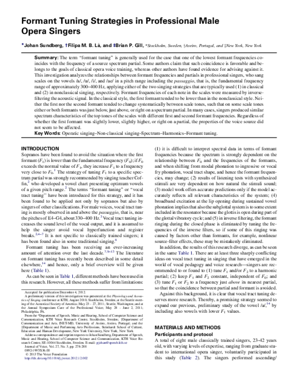 (PDF) Formant Tuning Strategies in Professional Male Opera Singers