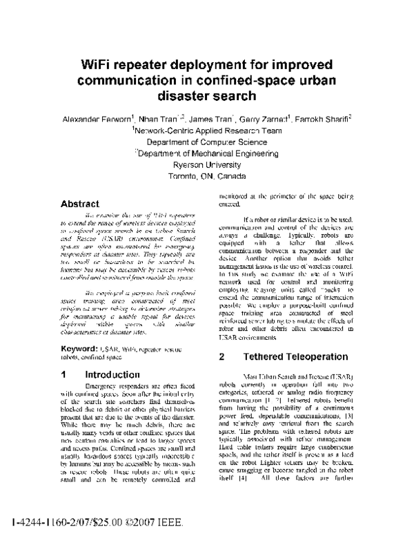 (PDF) WiFi Repeater Deployment for Improved Communication In Confined