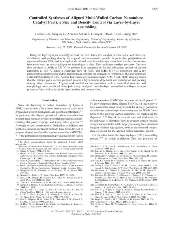 (PDF) Controlled syntheses of aligned multi-walled carbon nanotubes ...