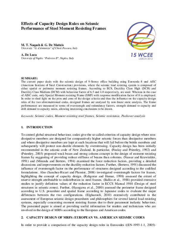 (PDF) Effects of capacity design rules on seismic performance of steel ...