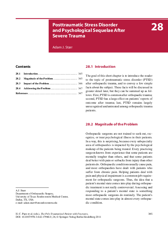 (PDF) Posttraumatic Stress Disorder and Psychological Sequelae After ...