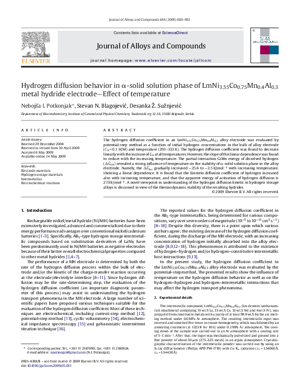 (PDF) Hydrogen diffusion behavior in α-solid solution phase of LmNi 3. ...