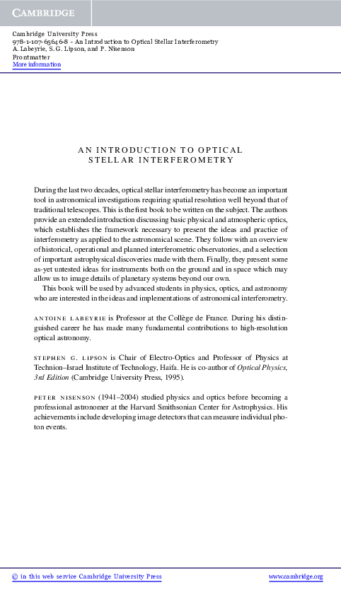 (PDF) An Introduction to Optical Stellar Interferometry