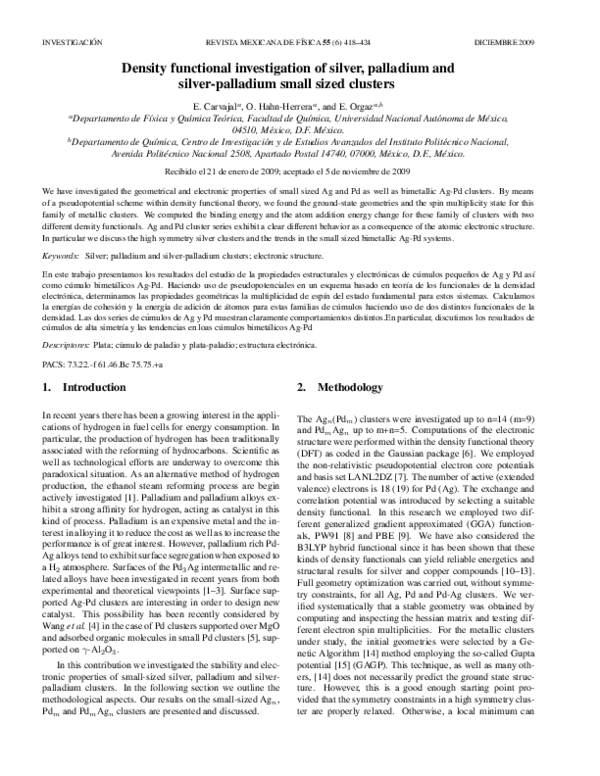 (PDF) Density functional investigation of silver, palladium and silver ...