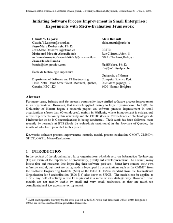 (PDF) Initiating Software Process Improvement in Small Enterprises ...