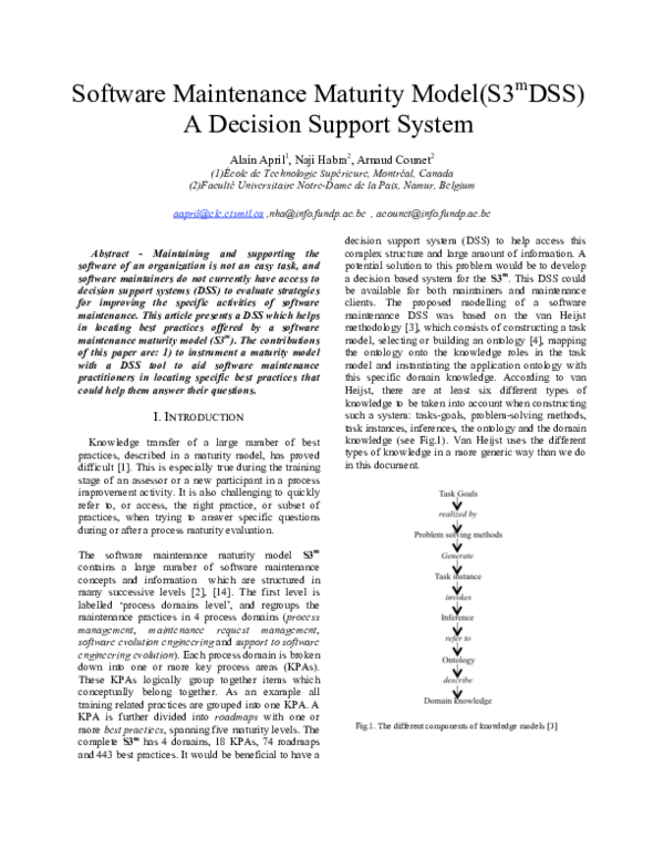 (PDF) Software Maintenance Maturity Model (S3mDSS) A Decision Support ...