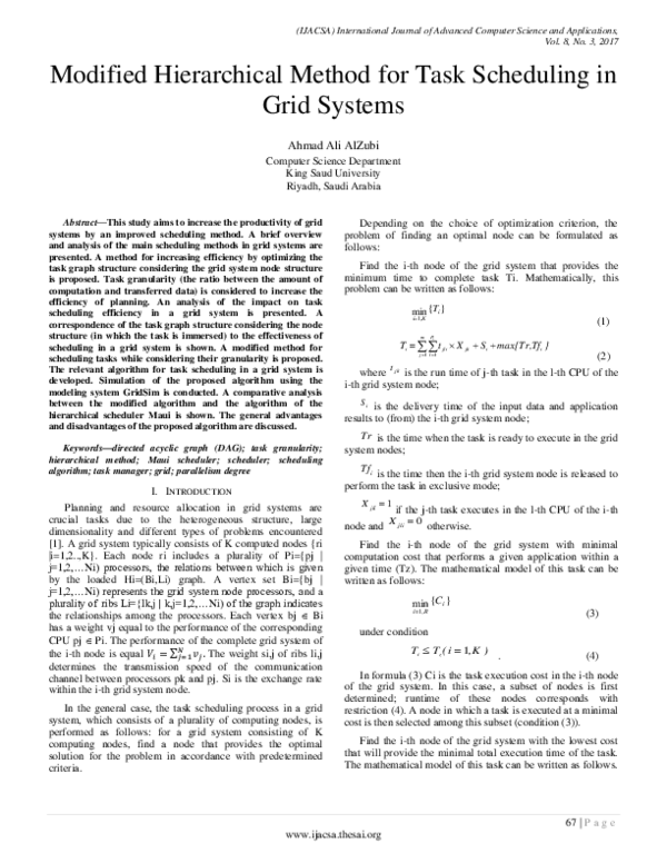 (PDF) Modified Hierarchical Method for Task Scheduling in Grid Systems