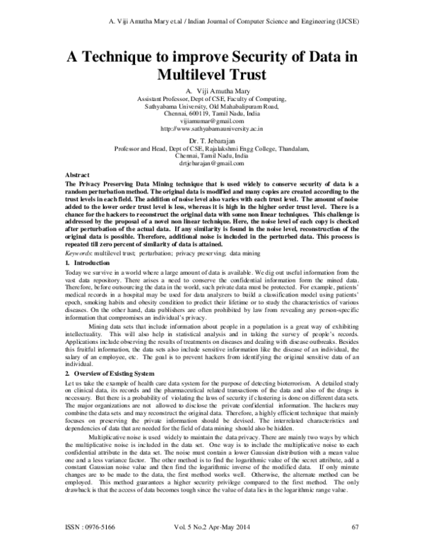 (PDF) A Technique to improve Security of Data in Multilevel Trust
